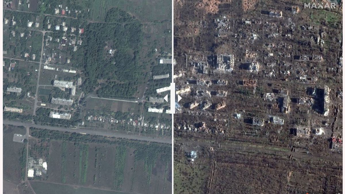 Satelitní fotky naplno odhalují, jak ruská agrese změnila Bachmut